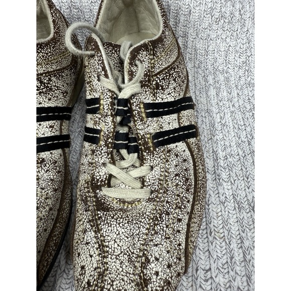 Diesel Sneaker Shoes Sz 5 Vintage 90's Y2K Leather White Brown Low Top Pointed - Picture 3 of 11